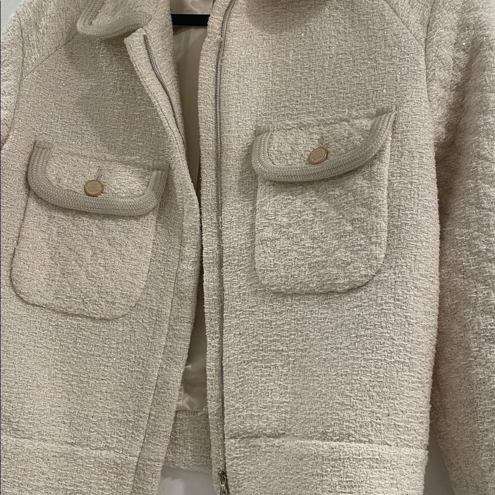 Sandro Cream Textured Tweed Jacket - Picture 2 of 8